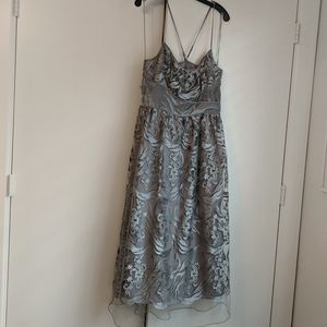 Silver floral lace max studio dress